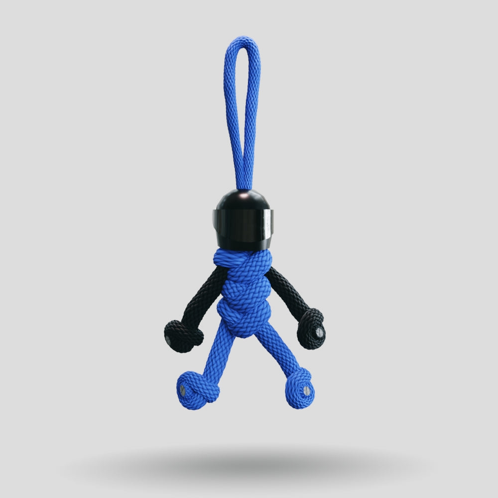 Black Blue Biker Buddy Paracord Keychain