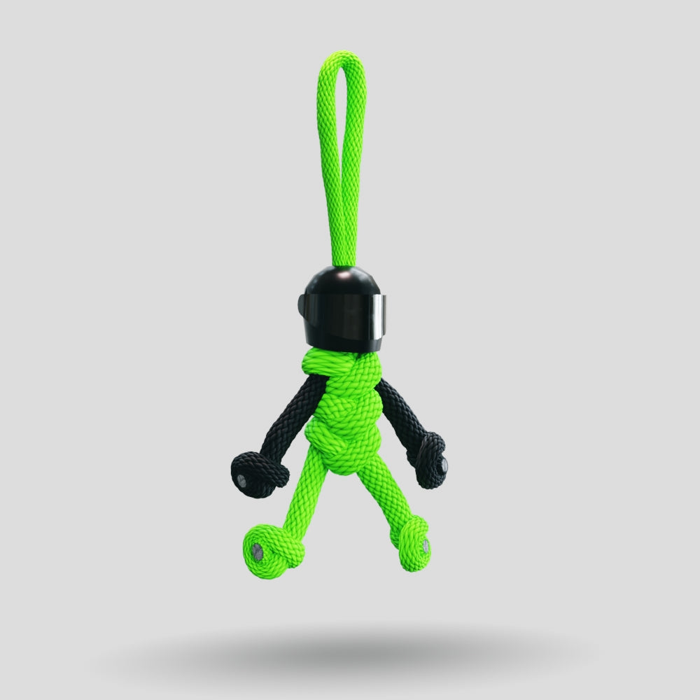 Black Green Biker Buddy Paracord Keychain