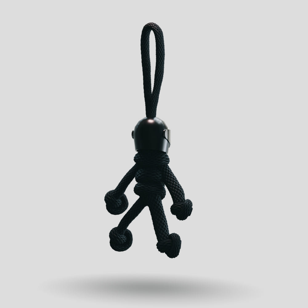 Black Biker Buddy Paracord Keychain
