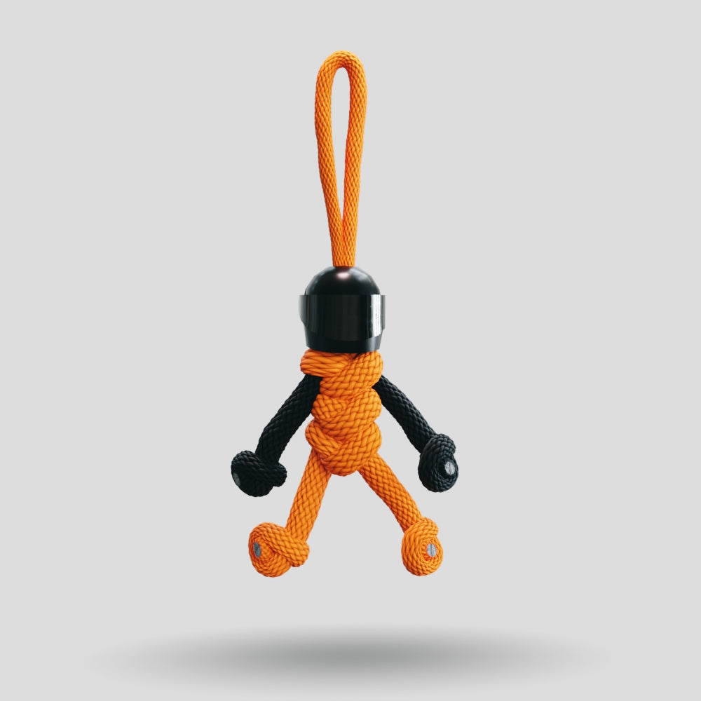 Black Orange Biker Buddy Paracord Keychain