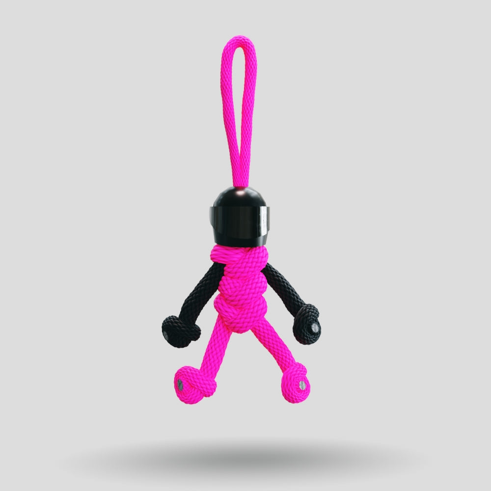 Black Hot Pink Biker Buddy Paracord Keychain