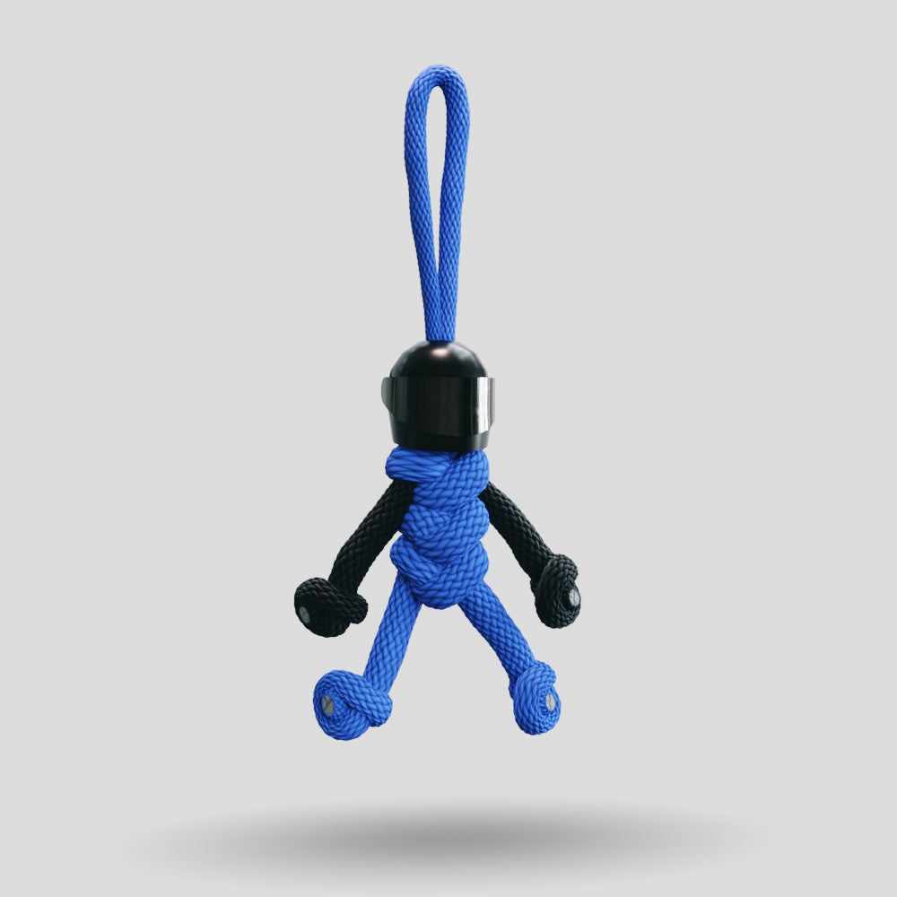 Black Blue Biker Buddy Paracord Keychain