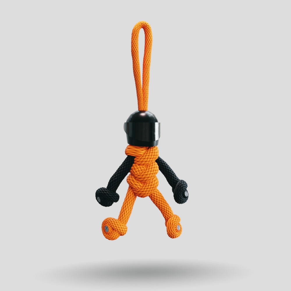 Black Orange Biker Buddy Paracord Keychain