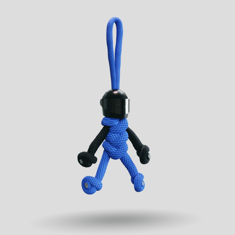 Black Blue Biker Buddy Paracord Keychain