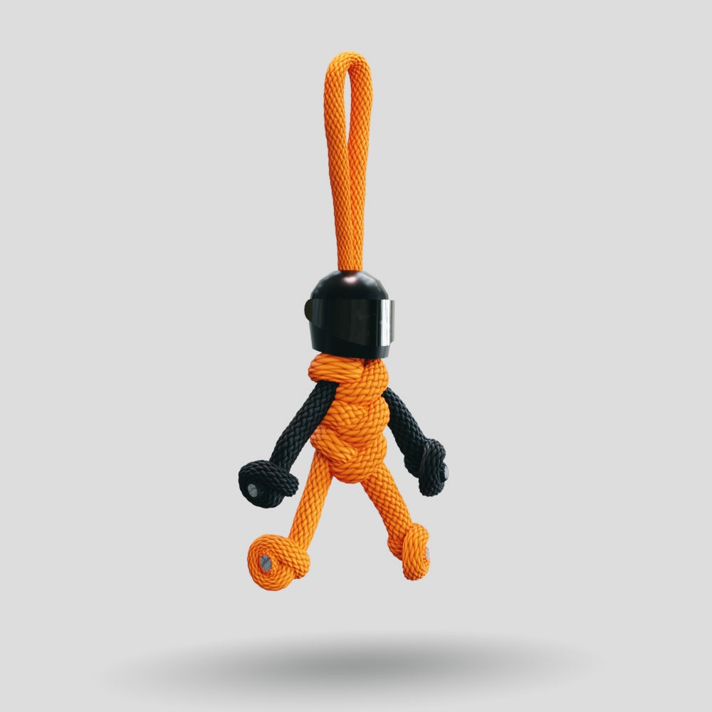 Black Orange Biker Buddy Paracord Keychain