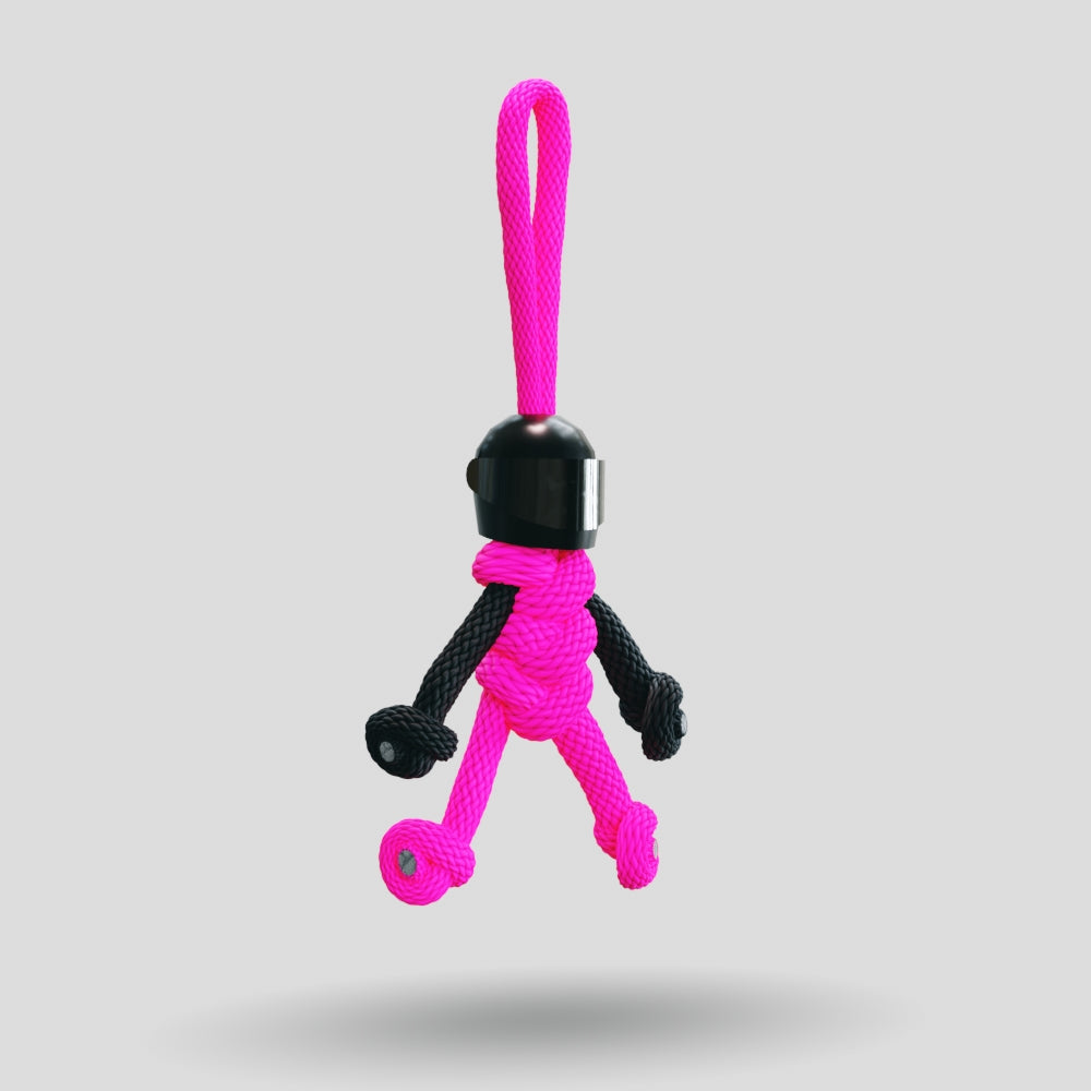 Black Hot Pink Biker Buddy Paracord Keychain