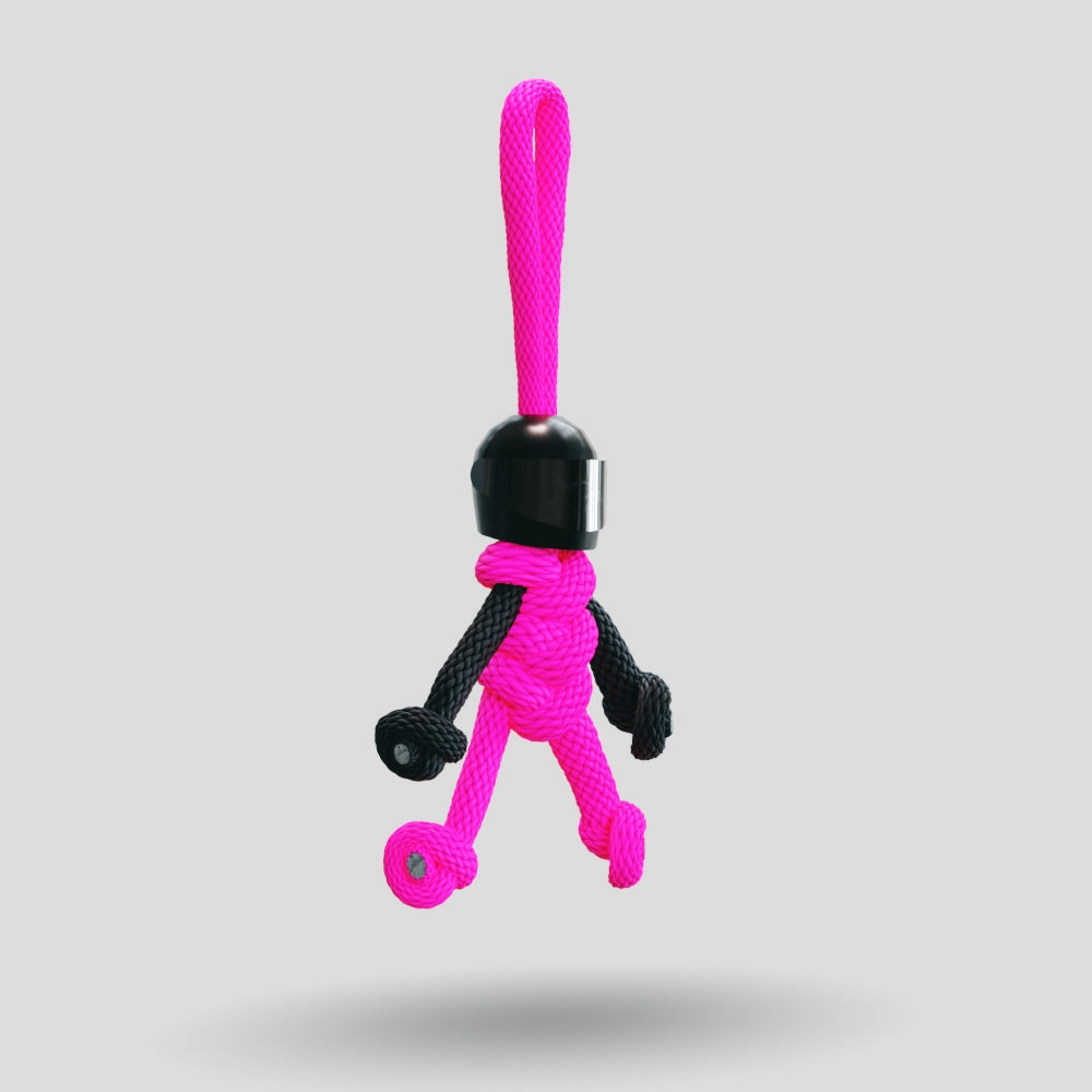 Black Hot Pink Biker Buddy Paracord Keychain