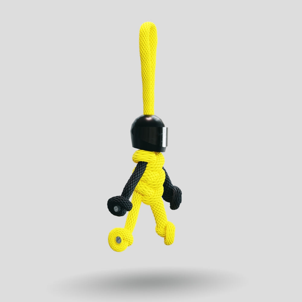 Black Yellow Biker Buddy Paracord Keychain