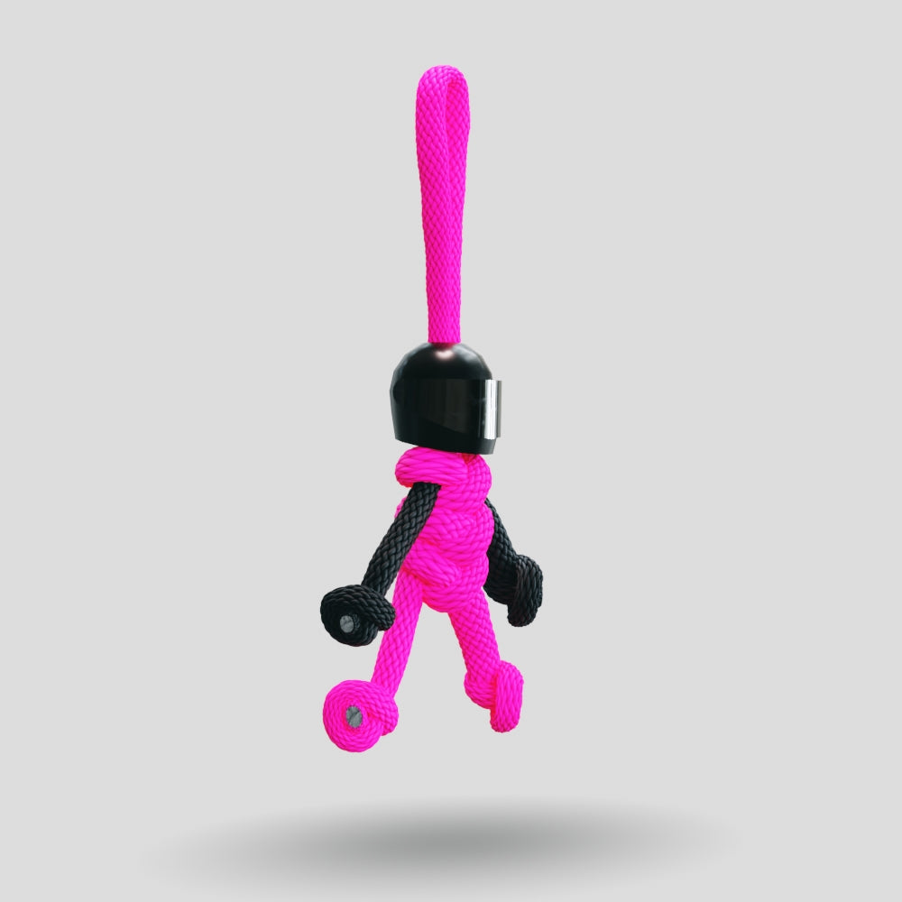 Black Hot Pink Biker Buddy Paracord Keychain