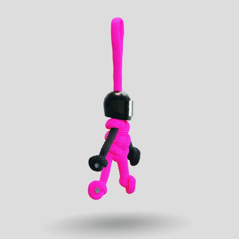 Black Hot Pink Biker Buddy Paracord Keychain