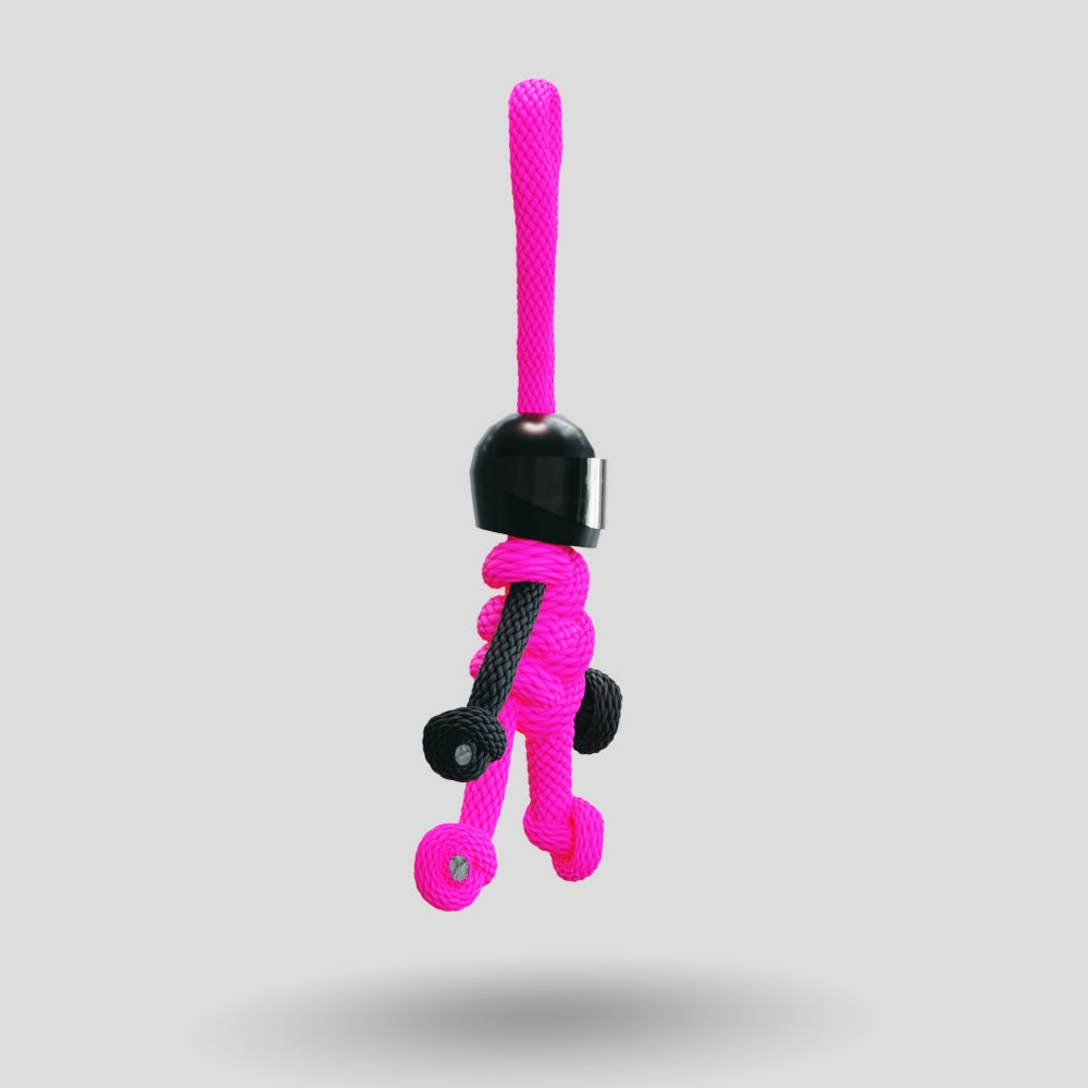 Black Hot Pink Biker Buddy Paracord Keychain