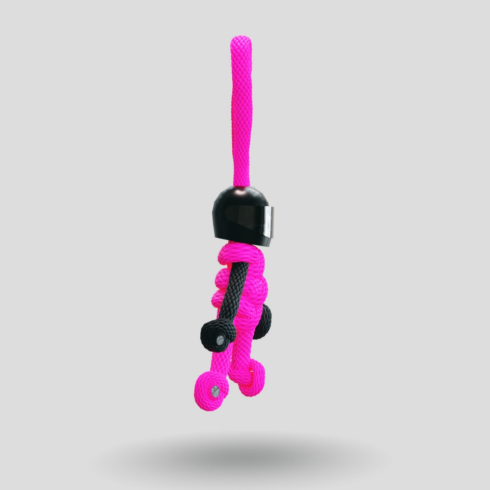 Black Hot Pink Biker Buddy Paracord Keychain