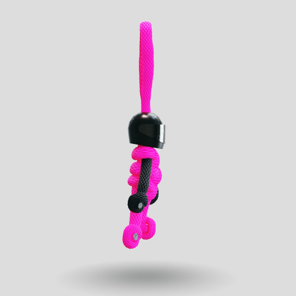 Black Hot Pink Biker Buddy Paracord Keychain