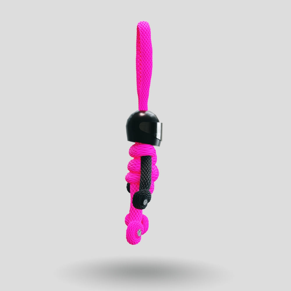 Black Hot Pink Biker Buddy Paracord Keychain