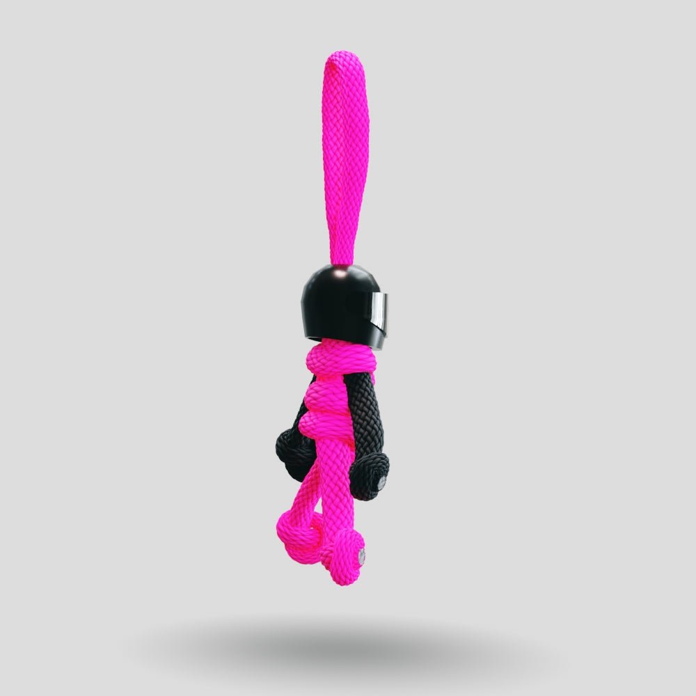 Black Hot Pink Biker Buddy Paracord Keychain