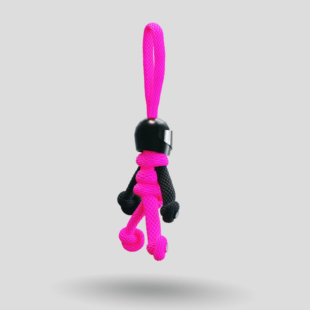 Black Hot Pink Biker Buddy Paracord Keychain