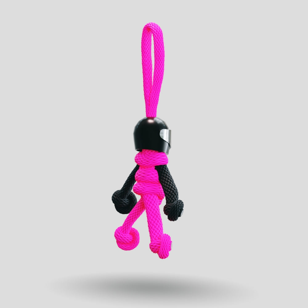 Black Hot Pink Biker Buddy Paracord Keychain