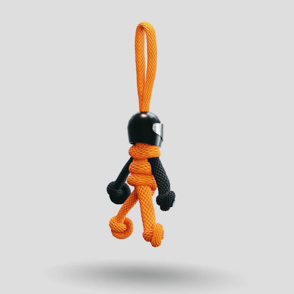 Black Orange Biker Buddy Paracord Keychain