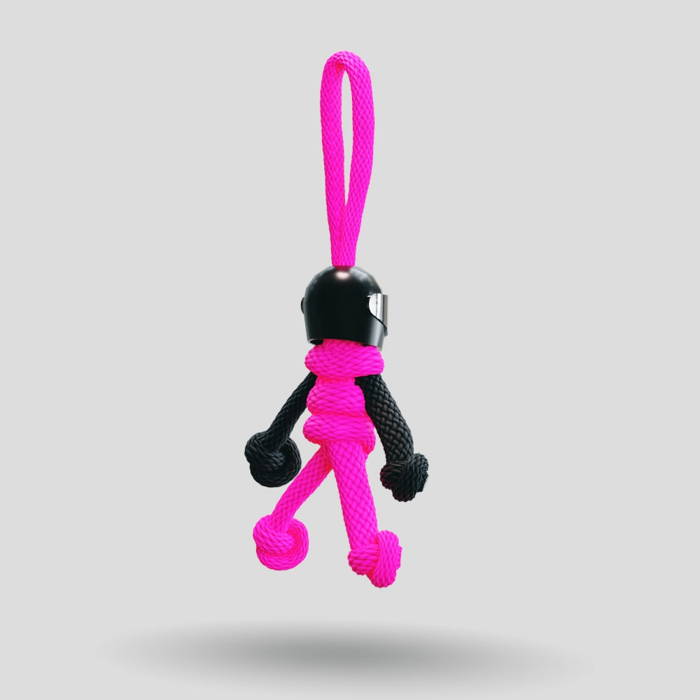 Black Hot Pink Biker Buddy Paracord Keychain