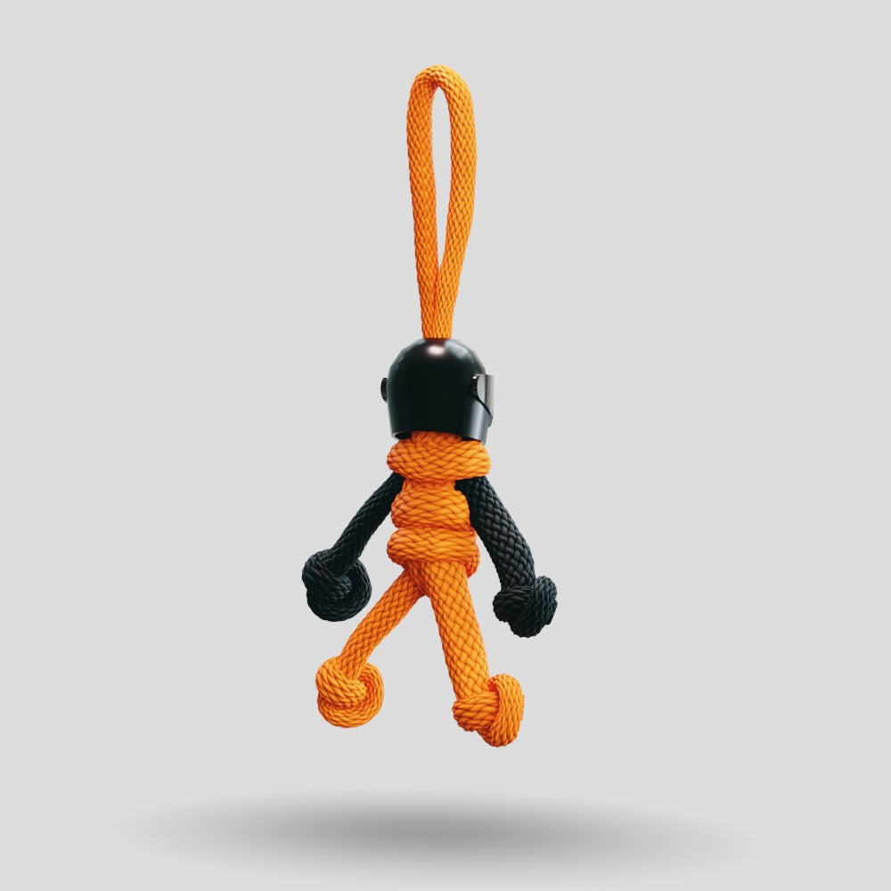 Black Orange Biker Buddy Paracord Keychain