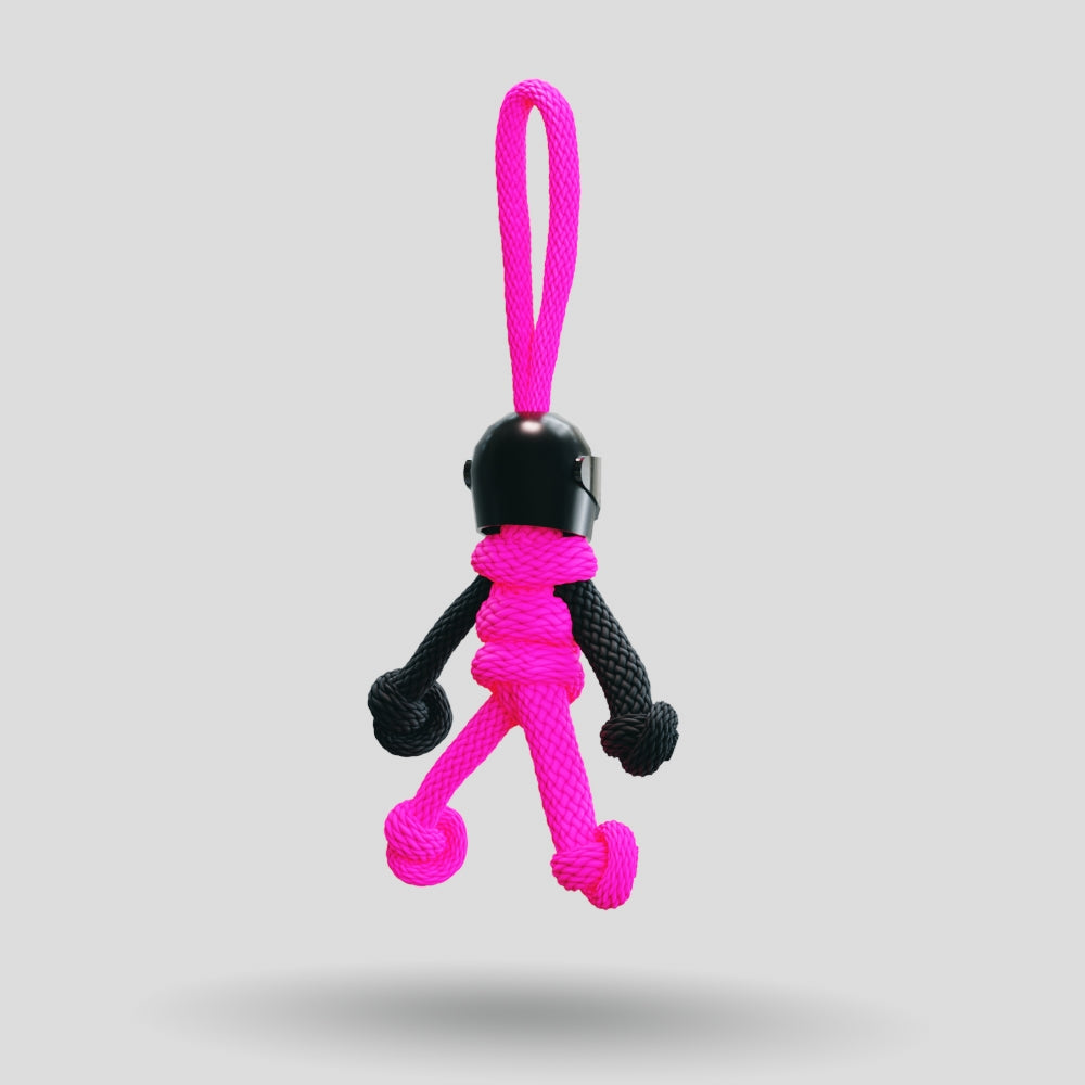 Black Hot Pink Biker Buddy Paracord Keychain