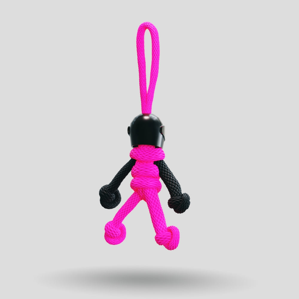 Black Hot Pink Biker Buddy Paracord Keychain