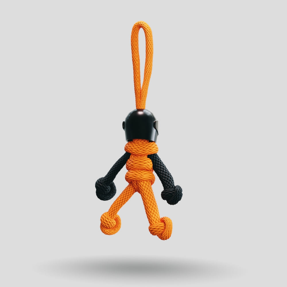 Black Orange Biker Buddy Paracord Keychain