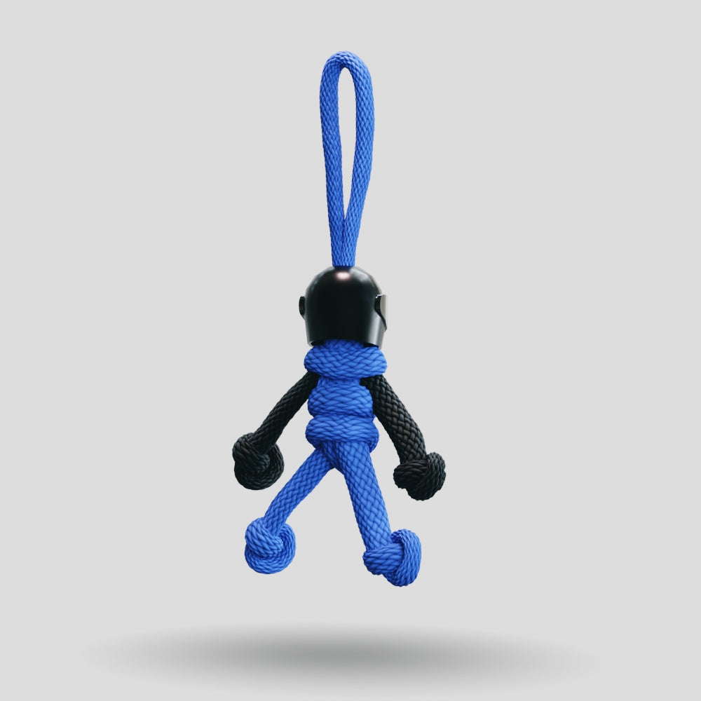 Black Blue Biker Buddy Paracord Keychain