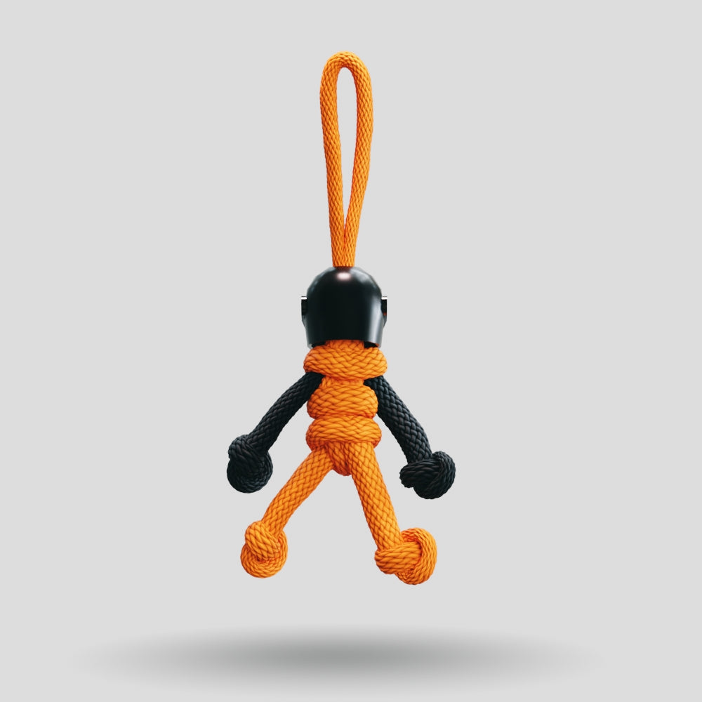 Black Orange Biker Buddy Paracord Keychain