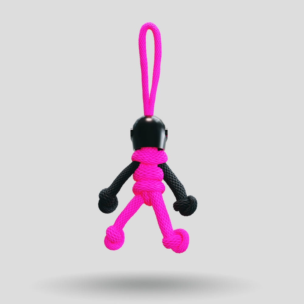 Black Hot Pink Biker Buddy Paracord Keychain