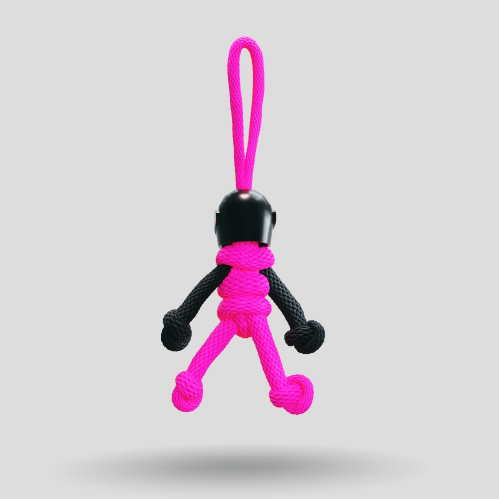 Black Hot Pink Biker Buddy Paracord Keychain