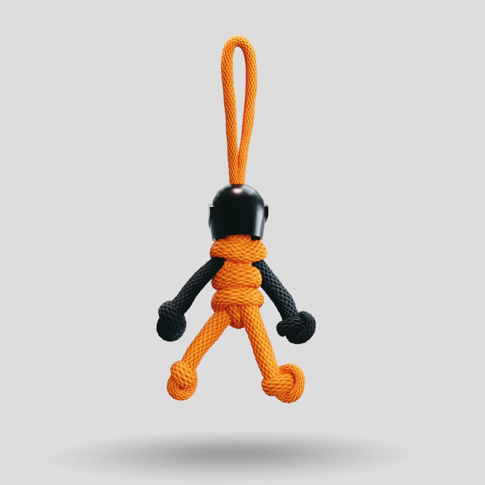 Black Orange Biker Buddy Paracord Keychain