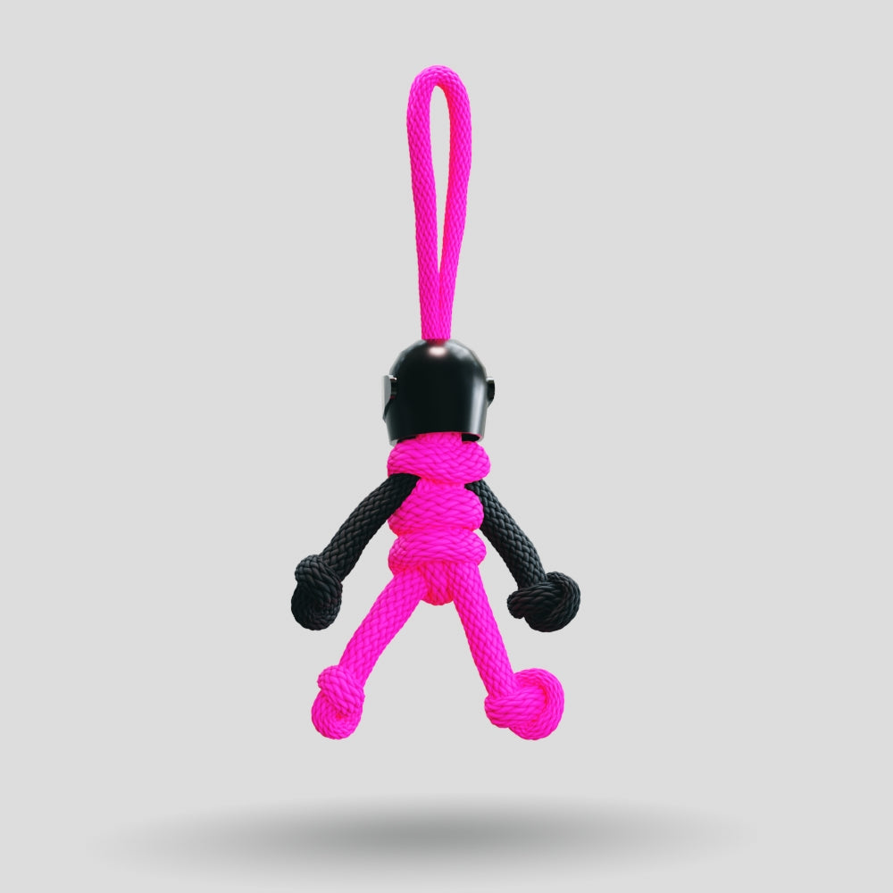 Black Hot Pink Biker Buddy Paracord Keychain