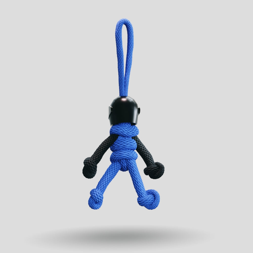 Black Blue Biker Buddy Paracord Keychain