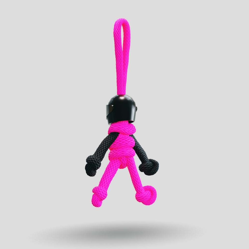 Black Hot Pink Biker Buddy Paracord Keychain