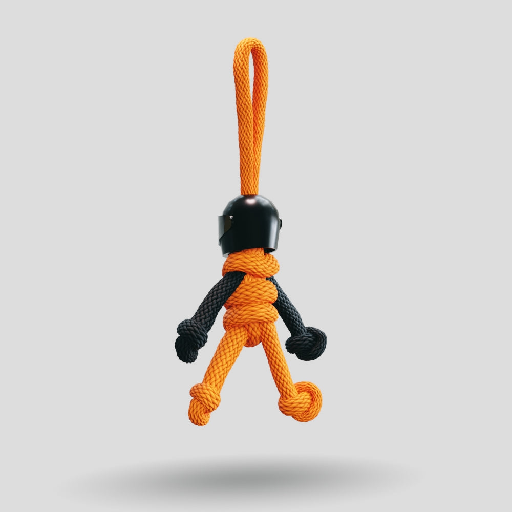 Black Orange Biker Buddy Paracord Keychain