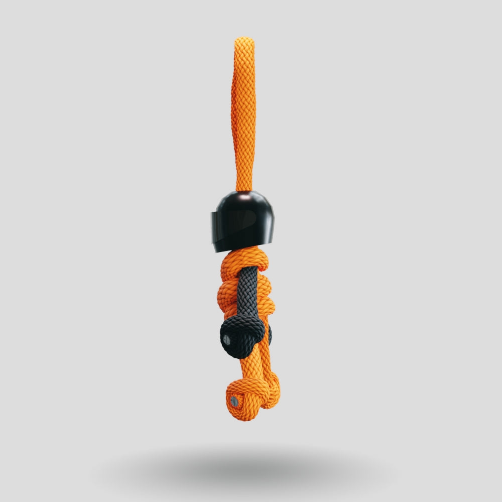 Black Orange Biker Buddy Paracord Keychain