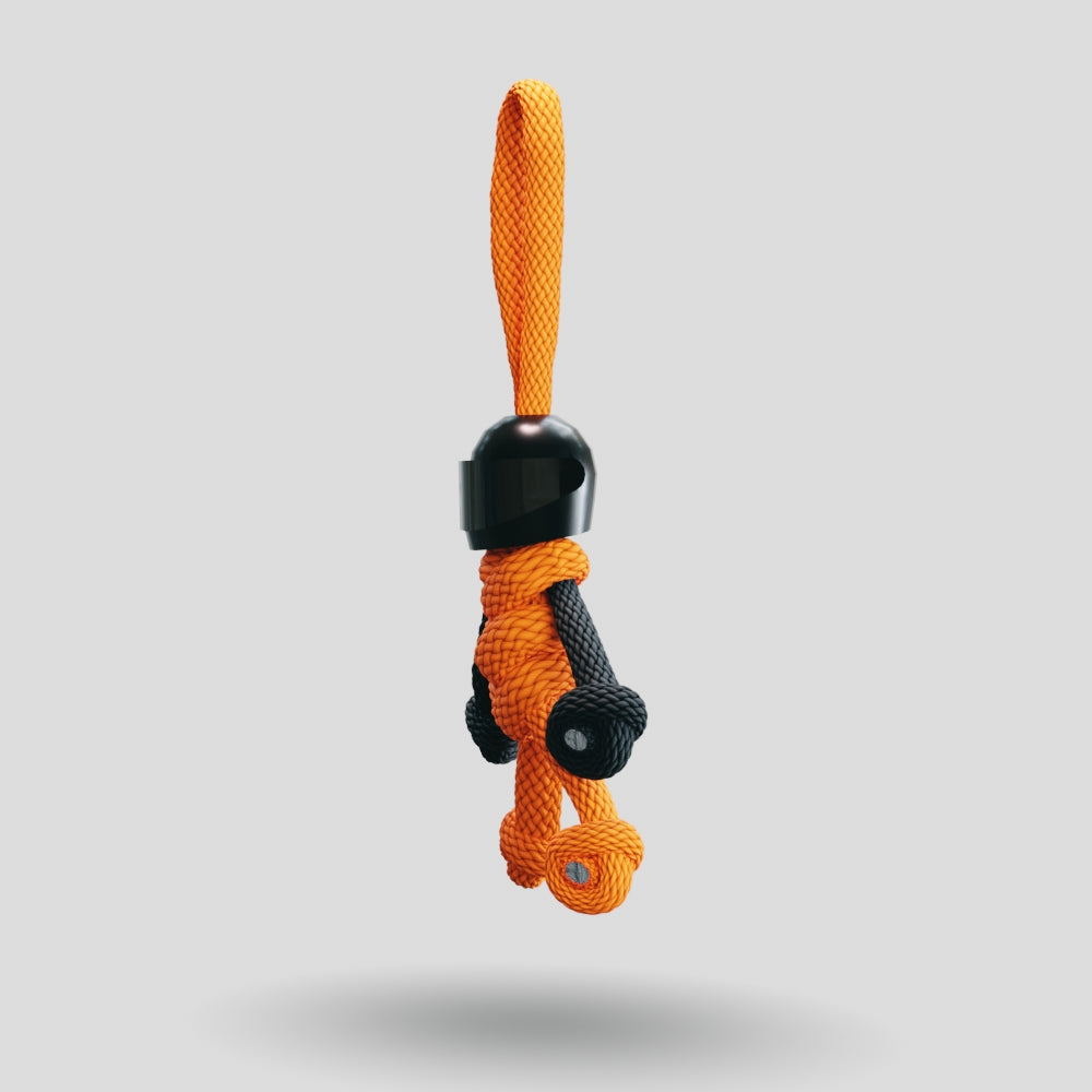 Black Orange Biker Buddy Paracord Keychain