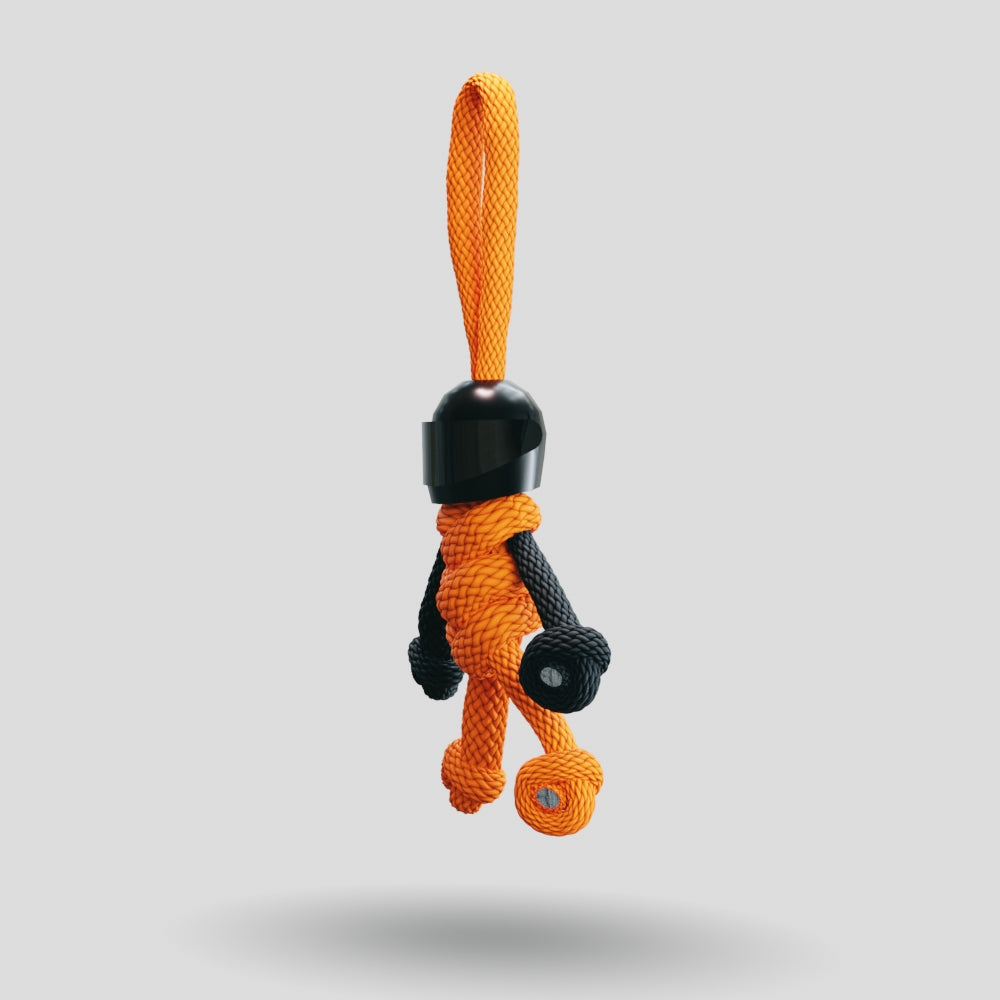 Black Orange Biker Buddy Paracord Keychain