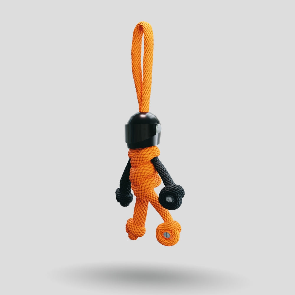 Black Orange Biker Buddy Paracord Keychain