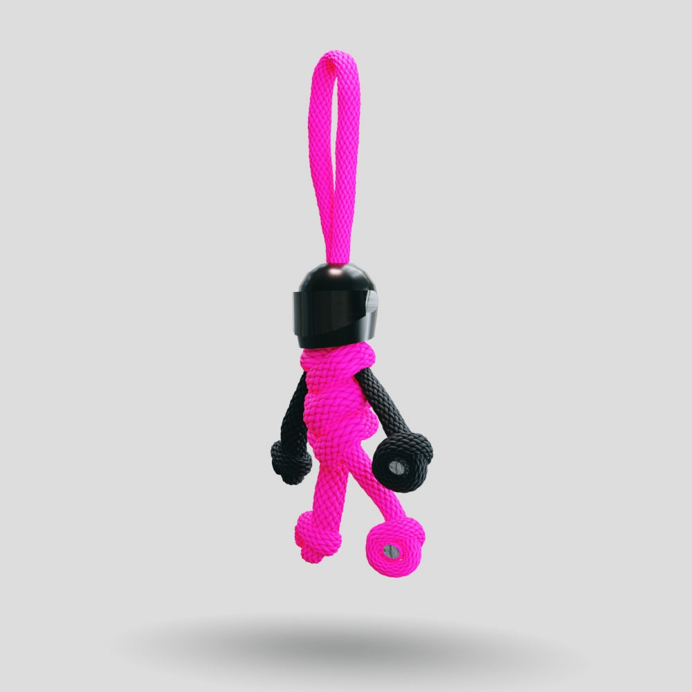 Black Hot Pink Biker Buddy Paracord Keychain