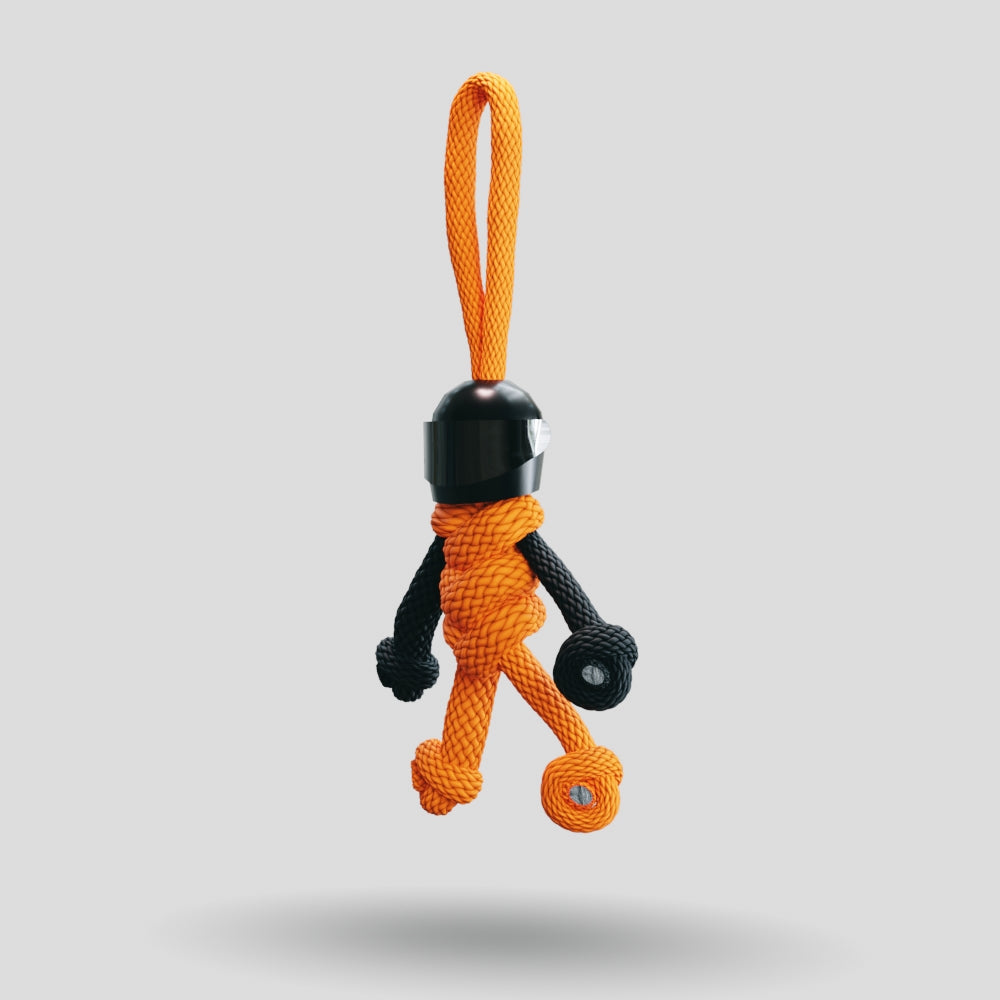 Black Orange Biker Buddy Paracord Keychain