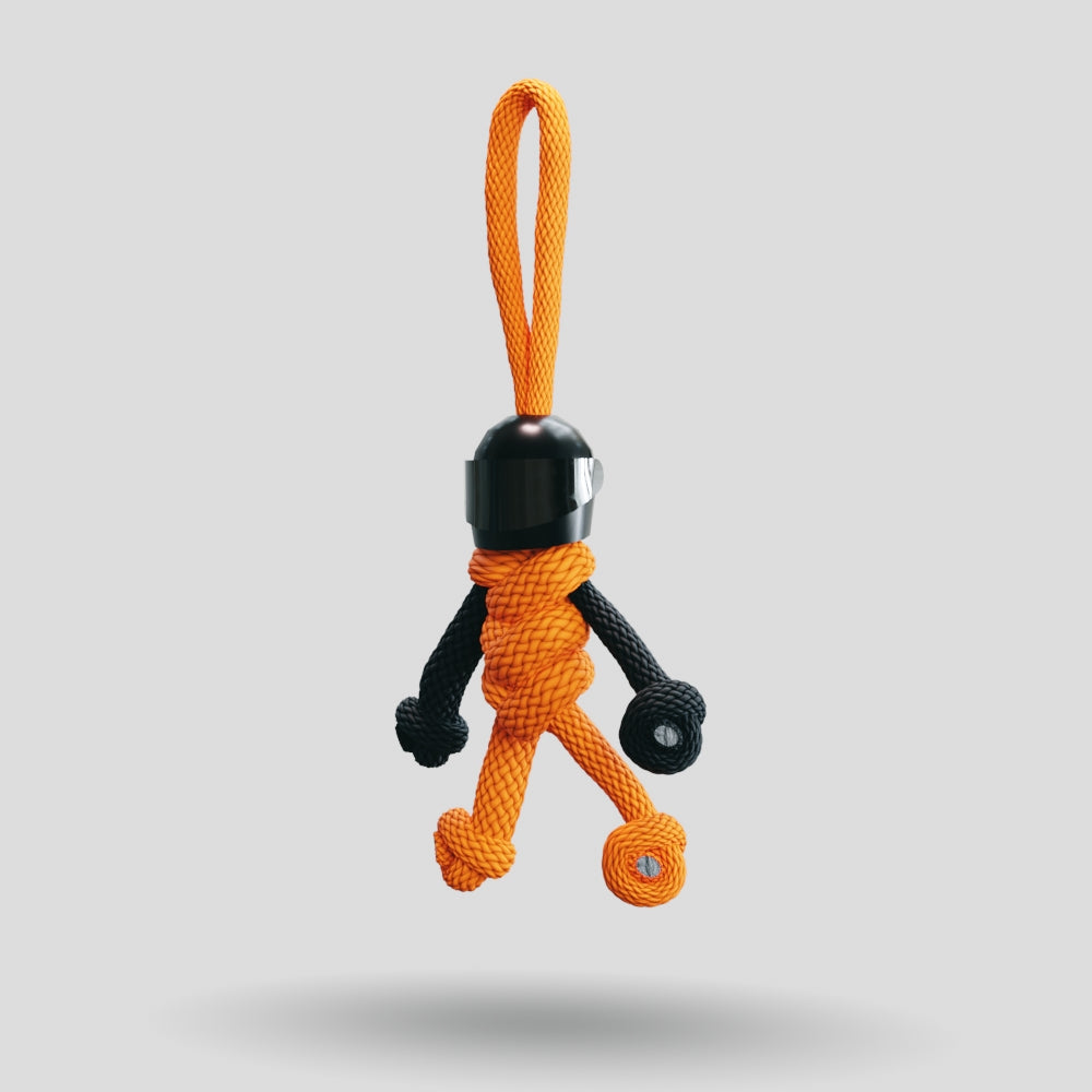 Black Orange Biker Buddy Paracord Keychain