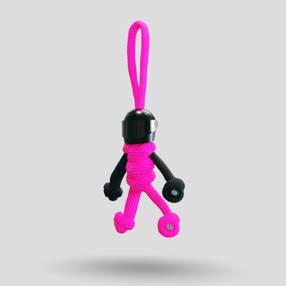 Black Hot Pink Biker Buddy Paracord Keychain