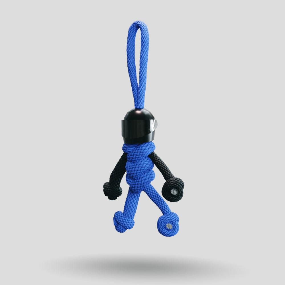 Black Blue Biker Buddy Paracord Keychain