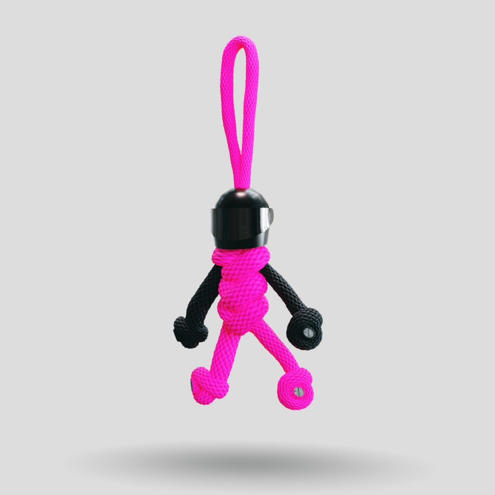 Black Hot Pink Biker Buddy Paracord Keychain