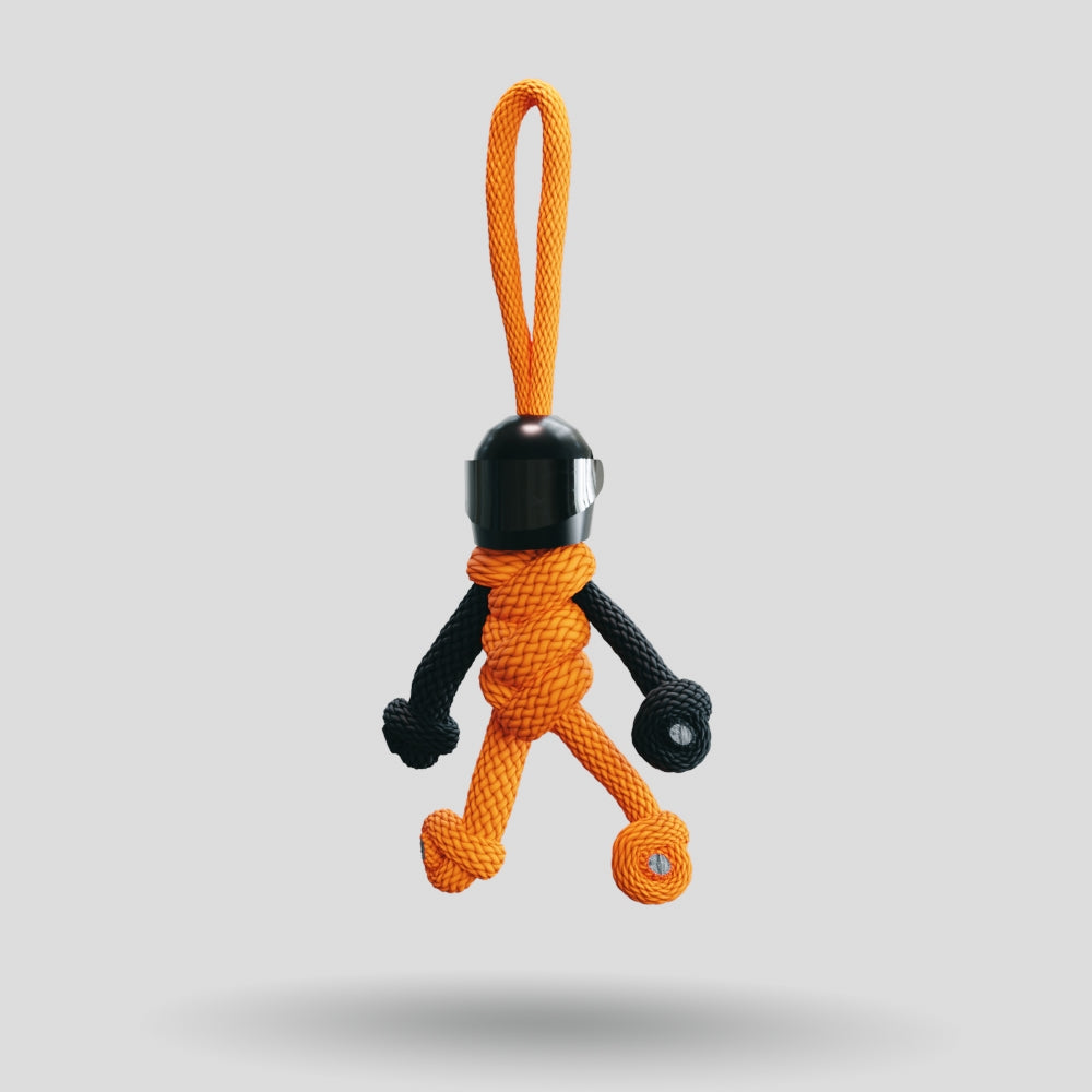 Black Orange Biker Buddy Paracord Keychain