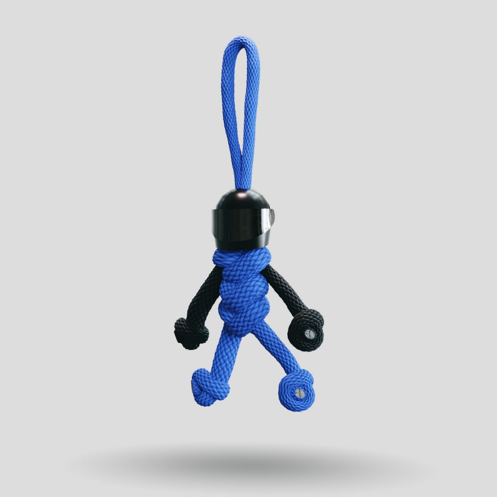 Black Blue Biker Buddy Paracord Keychain