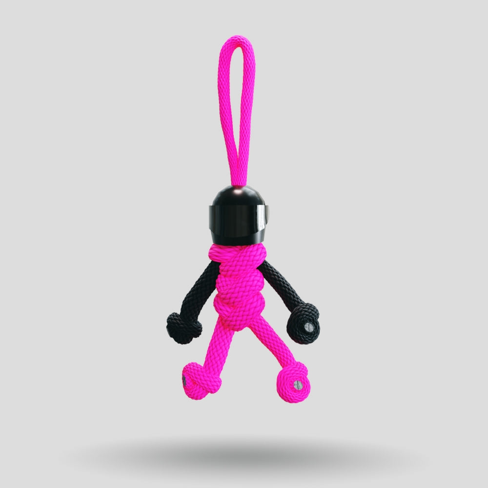 Black Hot Pink Biker Buddy Paracord Keychain