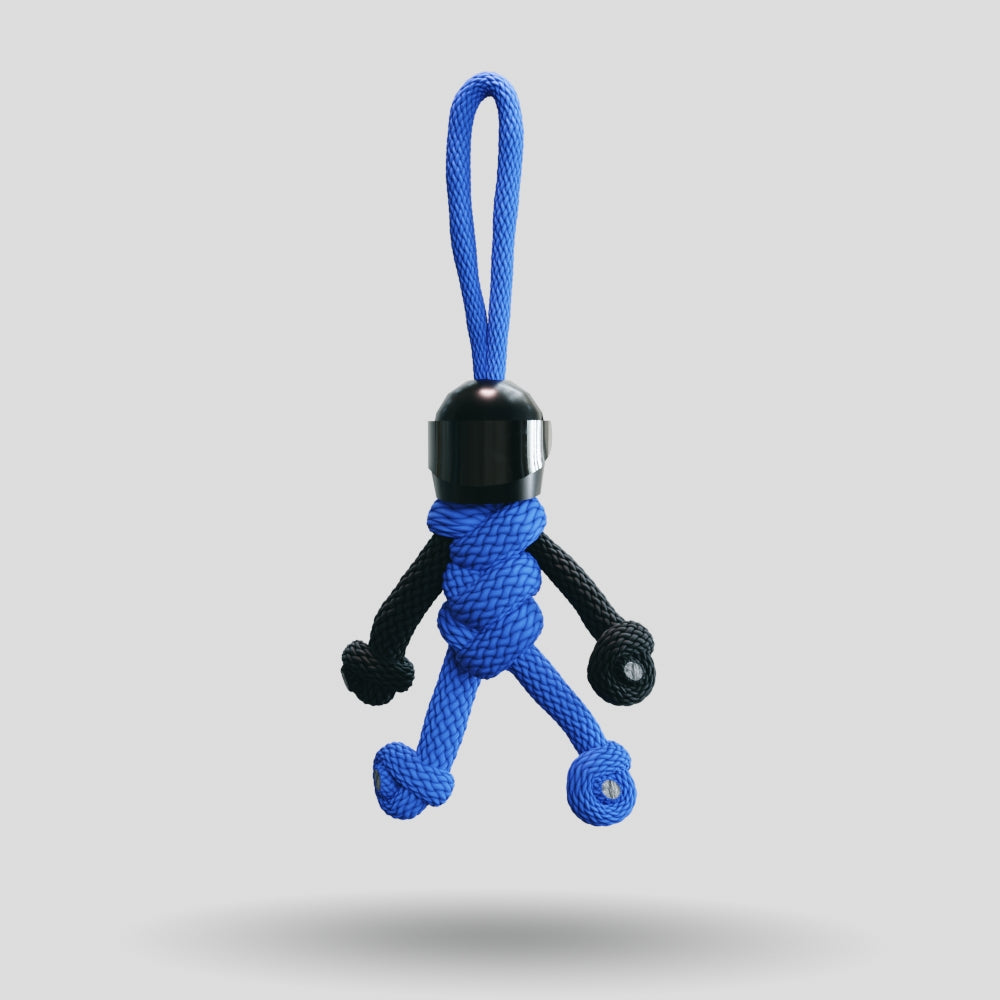 Black Blue Biker Buddy Paracord Keychain